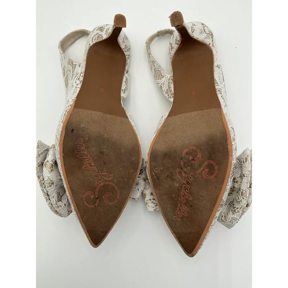 Seychelles 'Neve' White Fabric Heels Size 6 - Picture 7 of 7